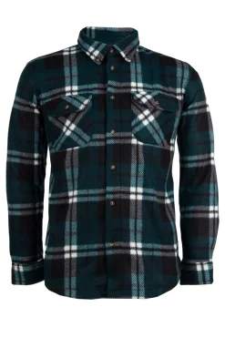 Camicia a quadri in pile con bottoni e doppio taschino
