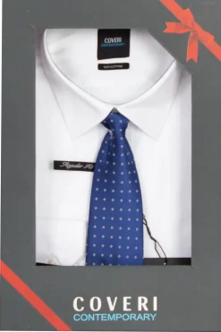 Camicia bianca collo classico con cravatta in scatola regalo