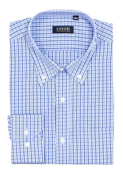 Camicia classica a quadri in puro cotone con button down