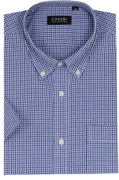 Camicia classica button down manica corta a quadretti
