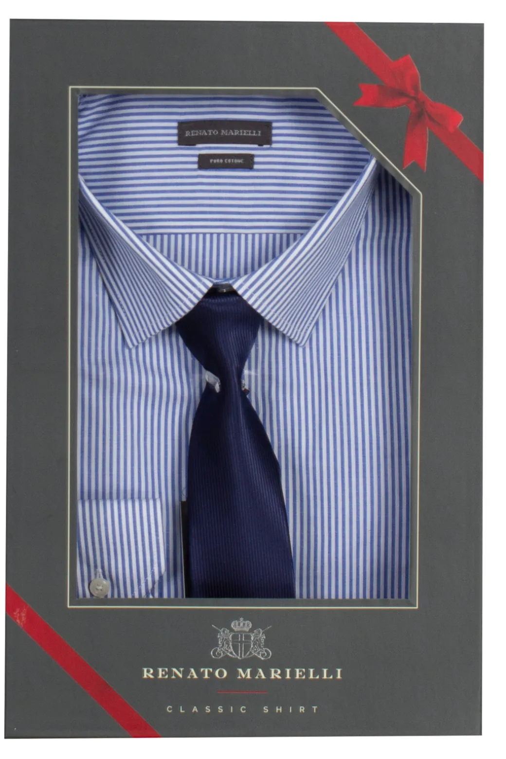 Camicia classica collo classico a righe con cravatta in scatola