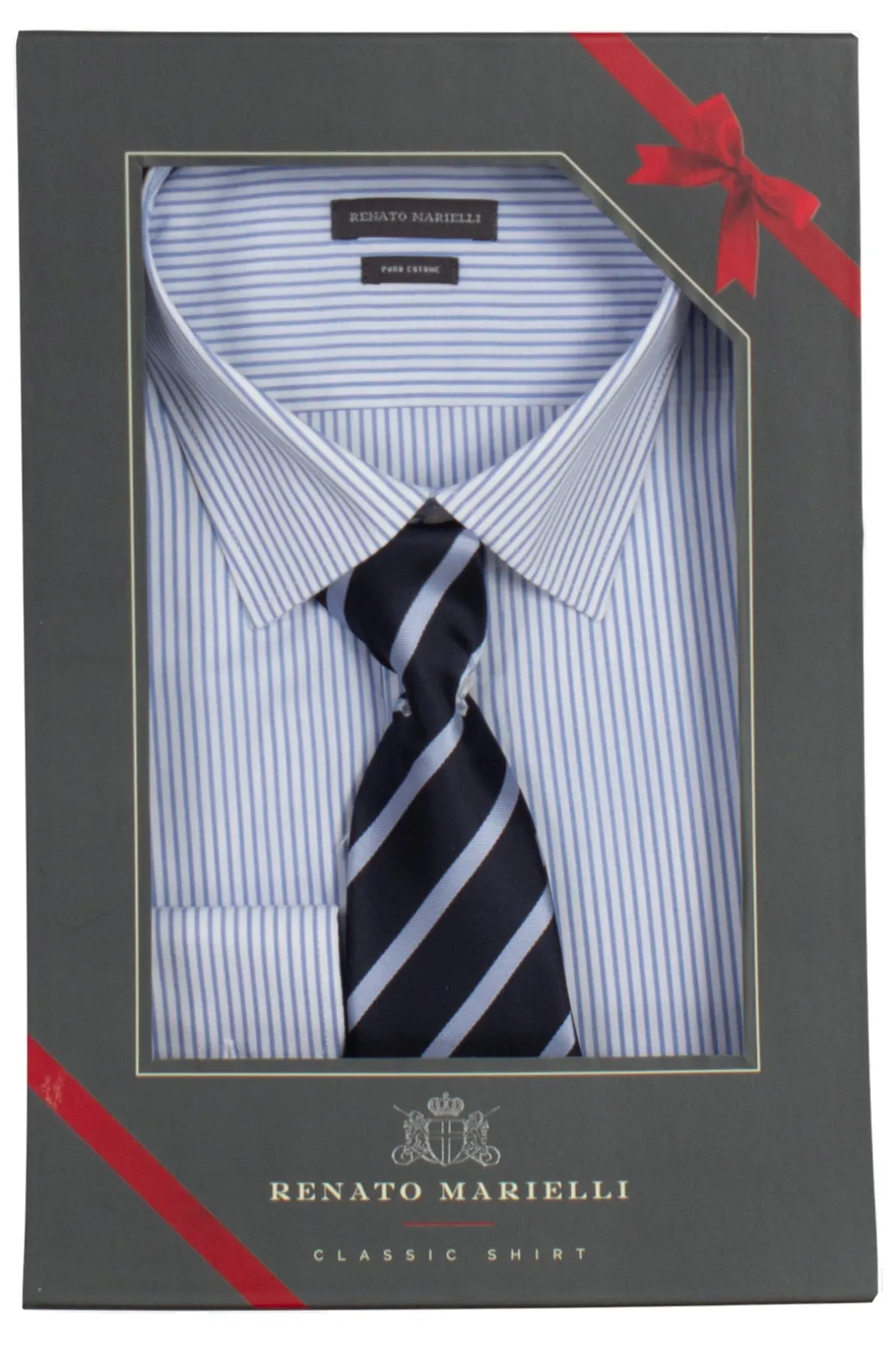 Camicia classica collo classico a righe con cravatta in scatola
