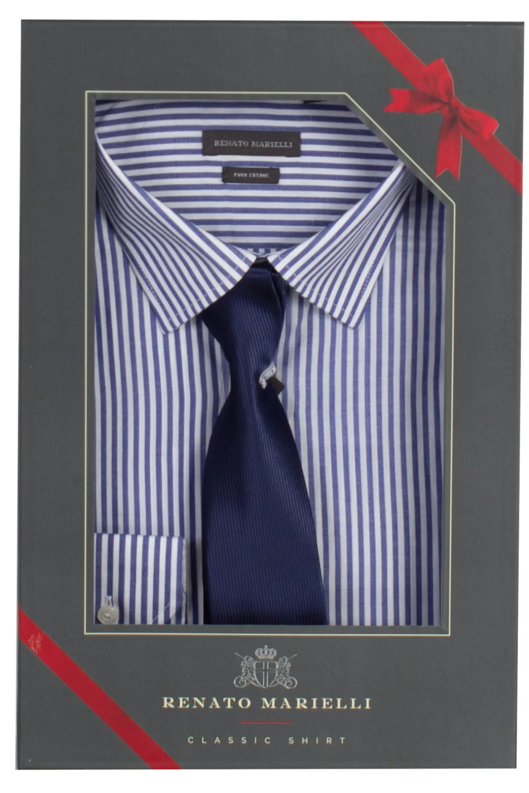 Camicia classica collo classico a righe con cravatta in scatola