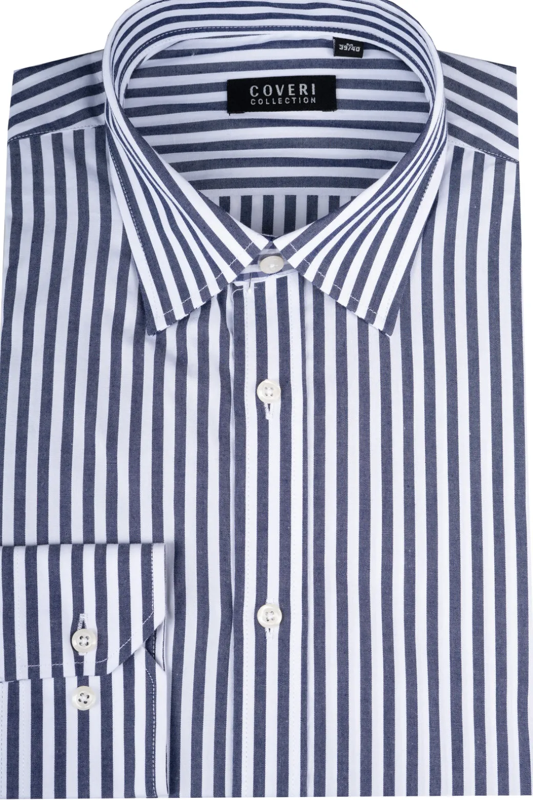 Camicia classica collo italiano in puro cotone fantasia a righe