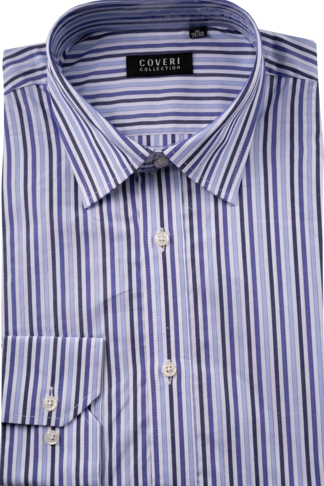 Camicia classica collo italiano in puro cotone fantasia a righe