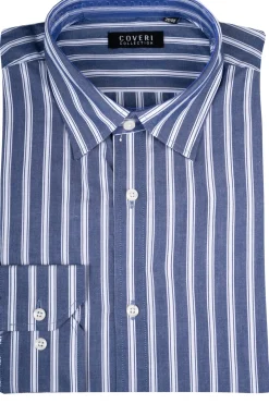 Camicia classica collo italiano in puro cotone fantasia a righe