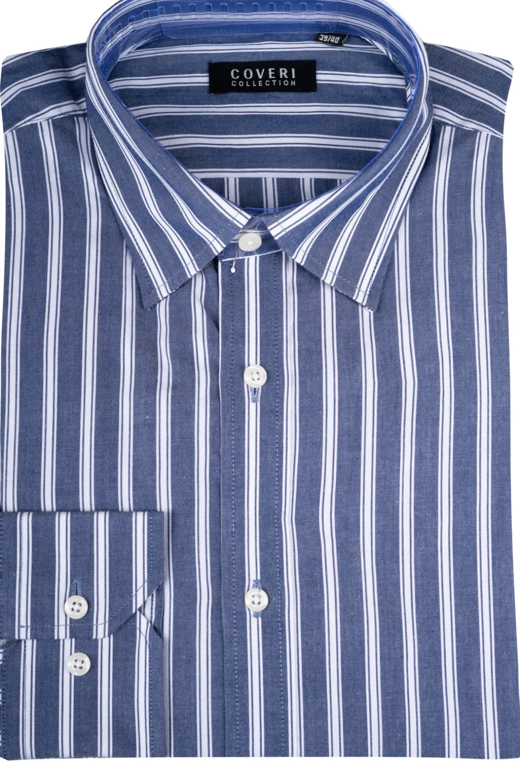 Camicia classica collo italiano in puro cotone fantasia a righe