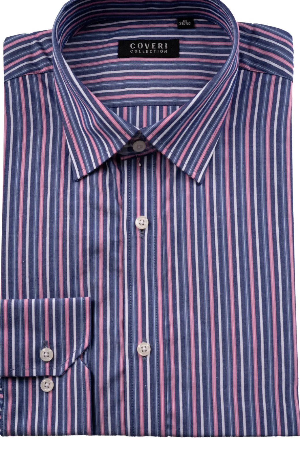 Camicia classica collo italiano in puro cotone fantasia a righe
