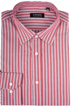 Camicia classica collo italiano in puro cotone fantasia a righe