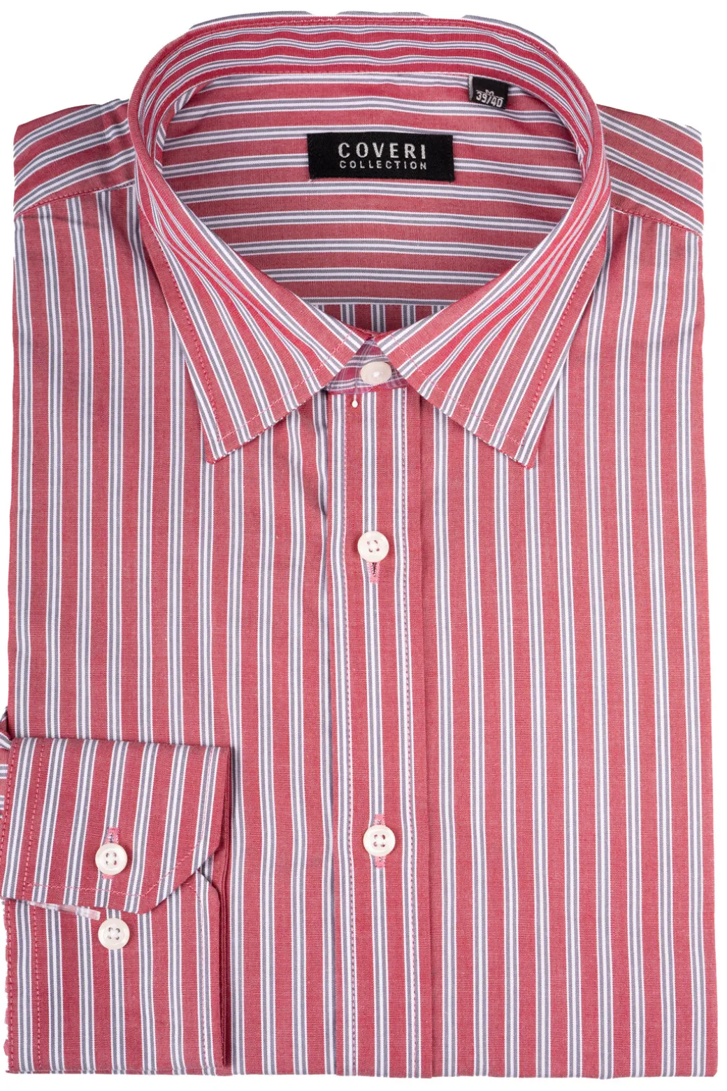 Camicia classica collo italiano in puro cotone fantasia a righe