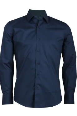 Camicia classica da uomo in cotone elasticizzato con collo classico