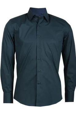 Camicia classica da uomo in cotone elasticizzato con collo classico