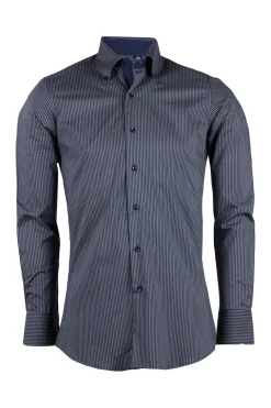 Camicia classica da uomo con righe grigie