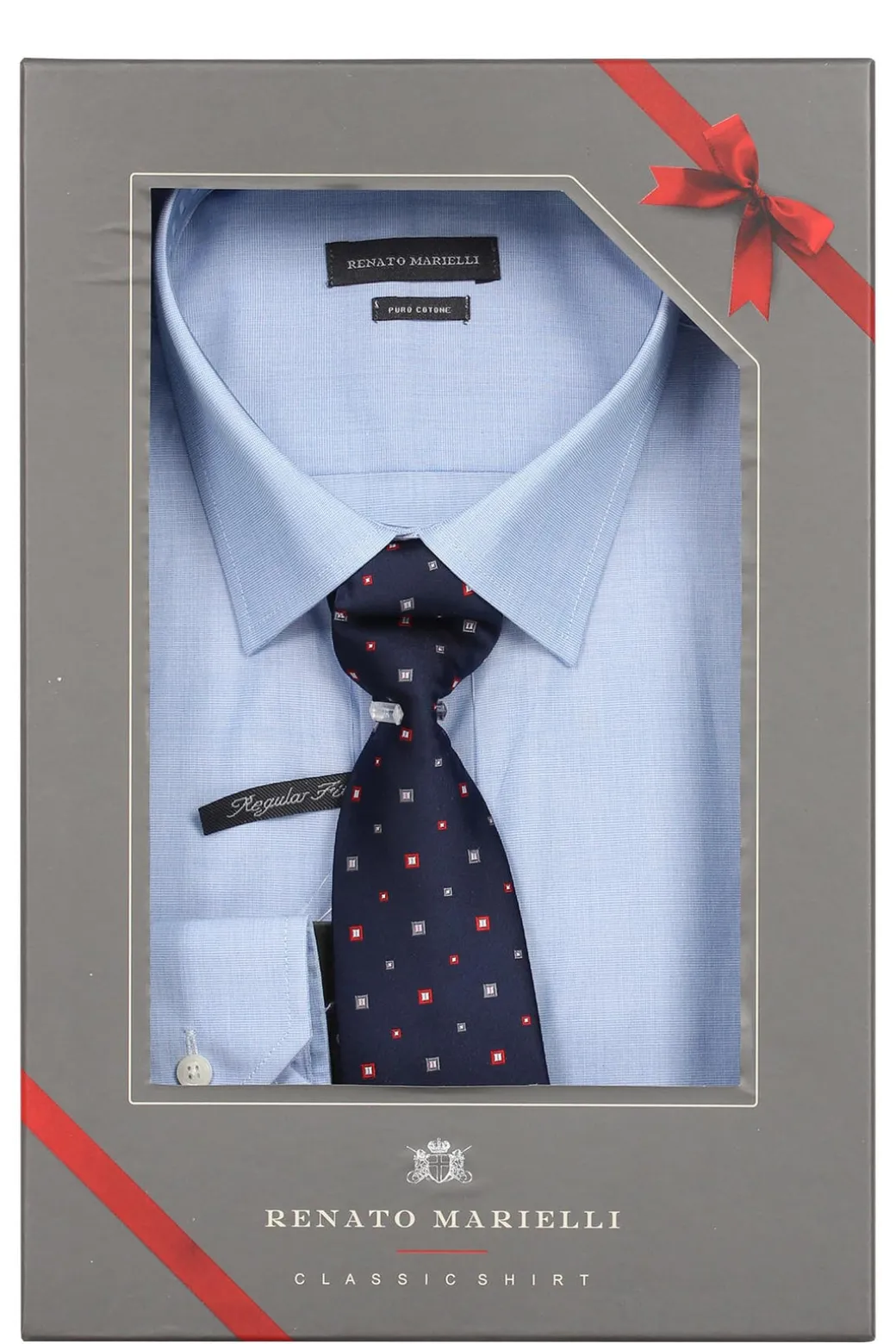 Camicia classica uomo con cravatta in scatola regalo