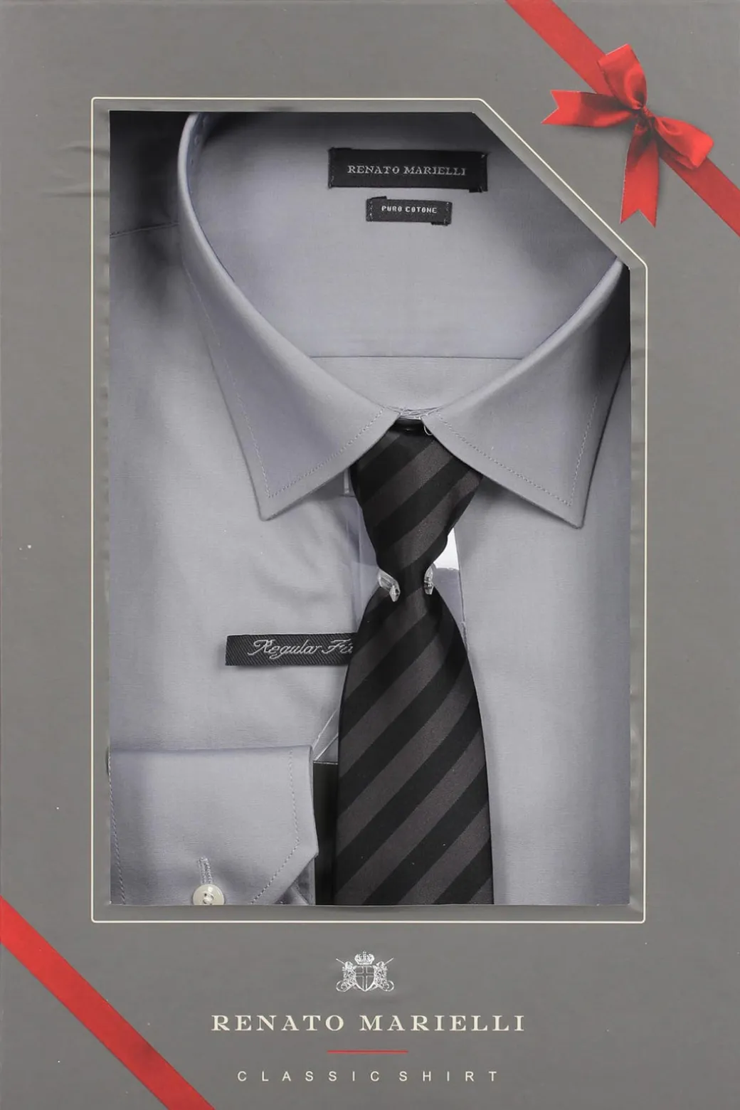 Camicia classica uomo con cravatta in scatola regalo