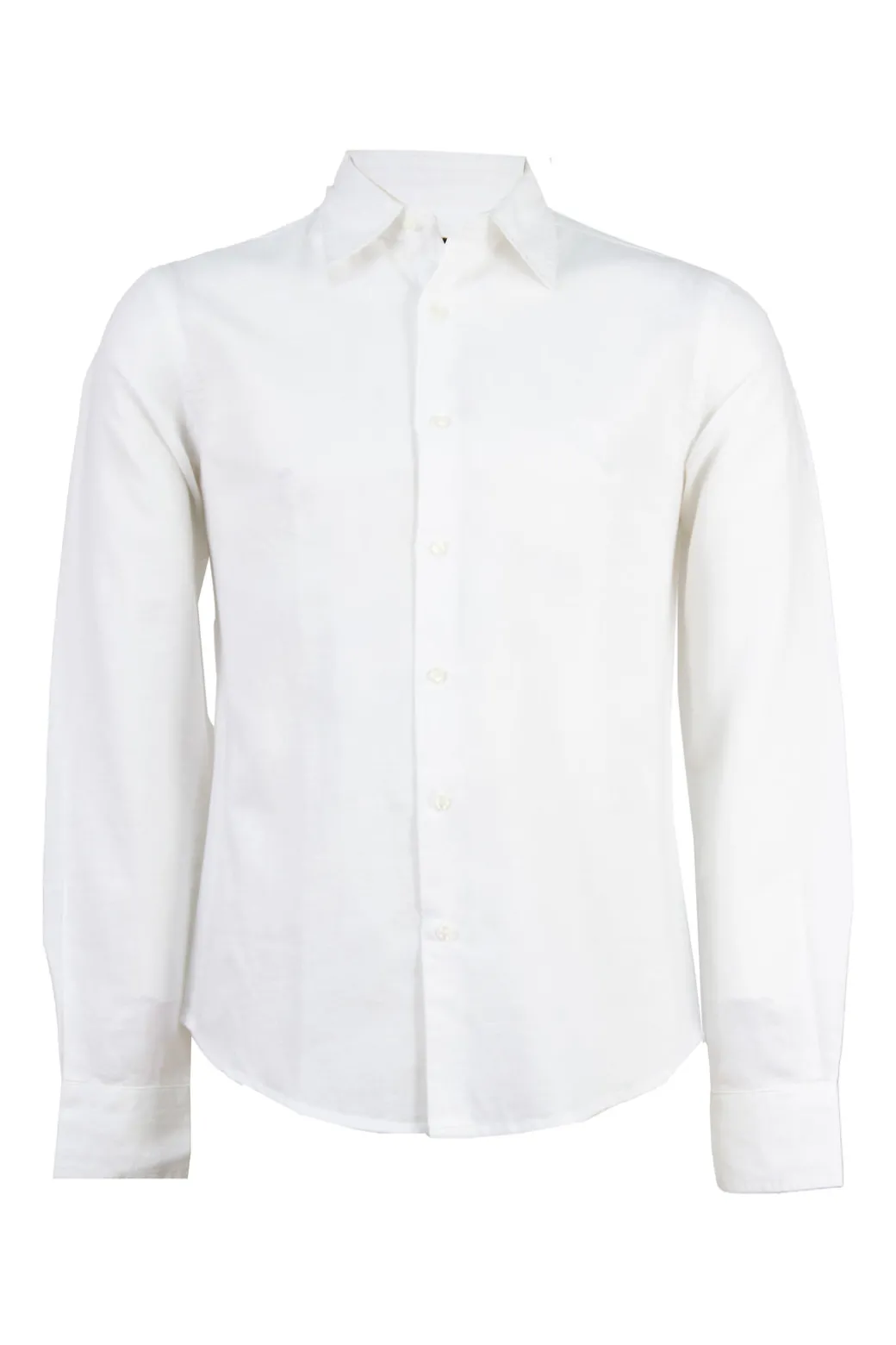 Camicia collo classico in puro lino colore bianco con logo ricamato sul cuore