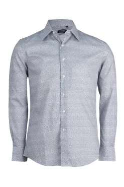 Camicia collo classico in cotone microfantasia