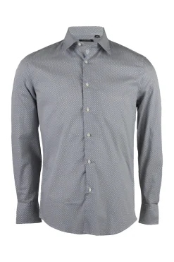 Camicia collo classico in cotone microfantasia