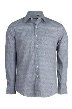 Camicia collo classico regular in cotone microfantasia
