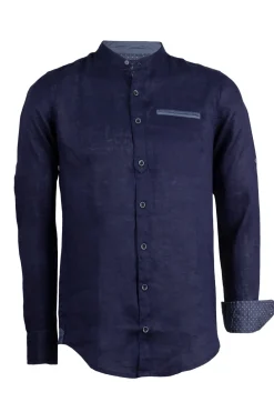 Camicia coreana uomo in puro lino