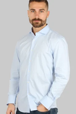 Camicia da uomo con microfantasia a contrasto