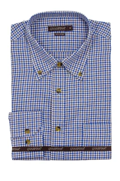Camicia in flanella rasata a quadretti blu e grigio