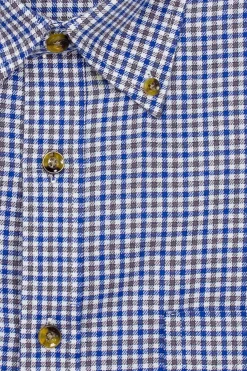 Camicia in flanella rasata a quadretti blu e grigio