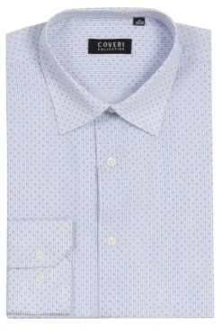 Camicia manica lunga in puro cotone microfantasia con vestibilità semi slim fit