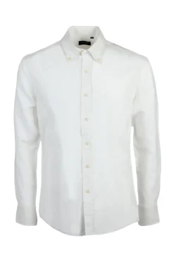 Camicia misto lino button down