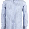 Camicia rigata in misto lino colletto classico
