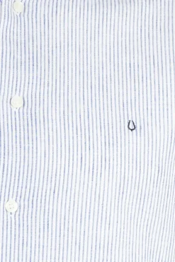 Camicia rigata in misto lino colletto classico