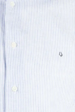 Camicia rigata in misto lino colletto classico
