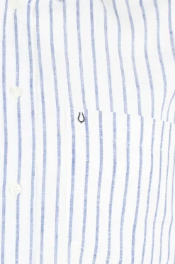 Camicia rigata in misto lino colletto classico