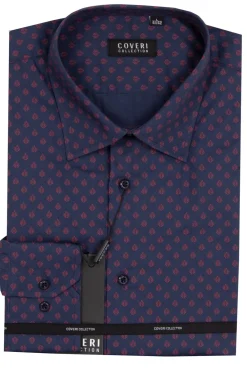 Camicia semi slim fit in puro cotone microfantasia