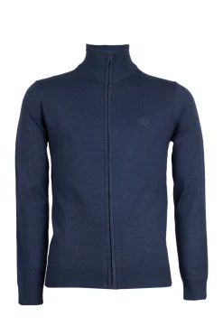 Cardigan in misto lana zip intera con logo ricamato sul petto