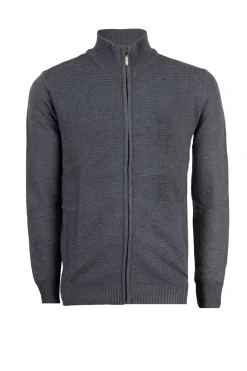 Cardigan uomo full zip con trama lavorata