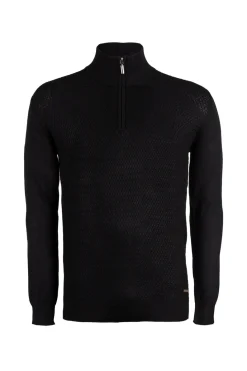 Cardigan uomo mezza zip in misto cotone