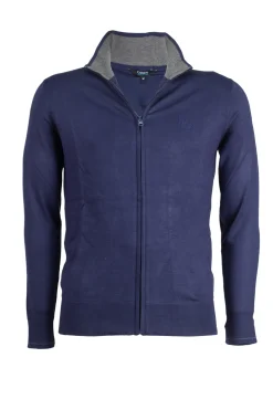 Cardigan zip intera con contrasti e logo sul cuore