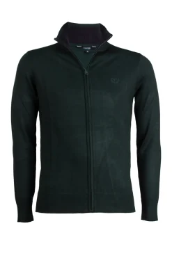 Cardigan zip intera con contrasti e logo sul cuore