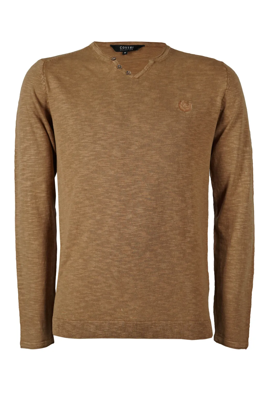 Maglia sottile in cotone slub con scollo a v serafino