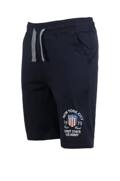 Pantaloncino sportivo in jersey con stampa e lacci in contrasto