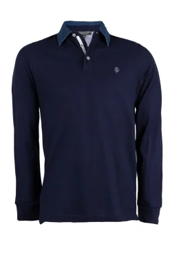 Polo in cotone piquet con collo a contrasto