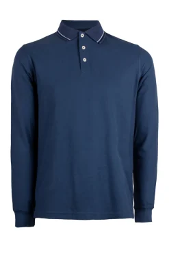 Polo manica lunga in cotone piquet