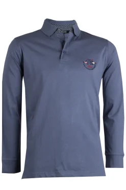 Polo manica lunga in jersey con logo ricamato