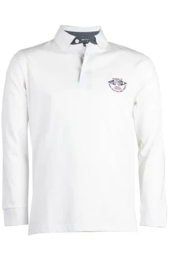 Polo manica lunga in jersey con logo ricamato