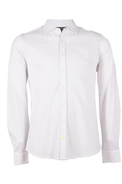 Polo manica lunga modello camicia in cotone piquet elasticizzato