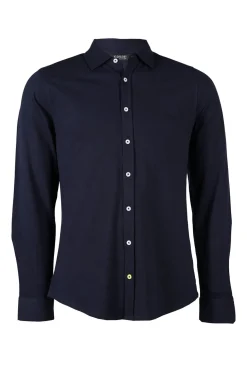 Polo manica lunga modello camicia in cotone piquet elasticizzato