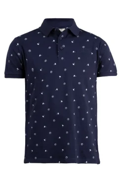 Polo uomo in cotone piquet microfantasia a contrasto