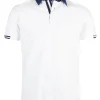 Polo uomo in cotone piquet con colletto denim