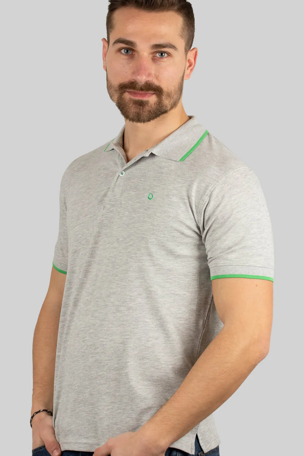 Polo uomo mezza manica in cotone piquet tinta unita